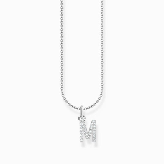 Thomas Sabo Silver Necklace with Letter M & White Stones