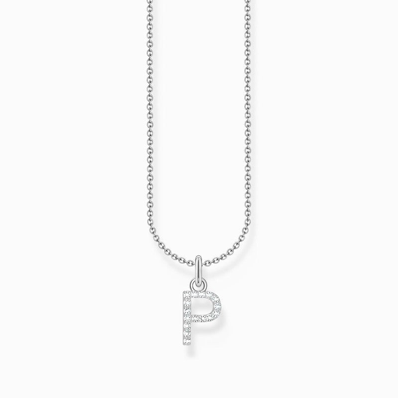 Thomas Sabo Silver Necklace with Letter P & White Stones