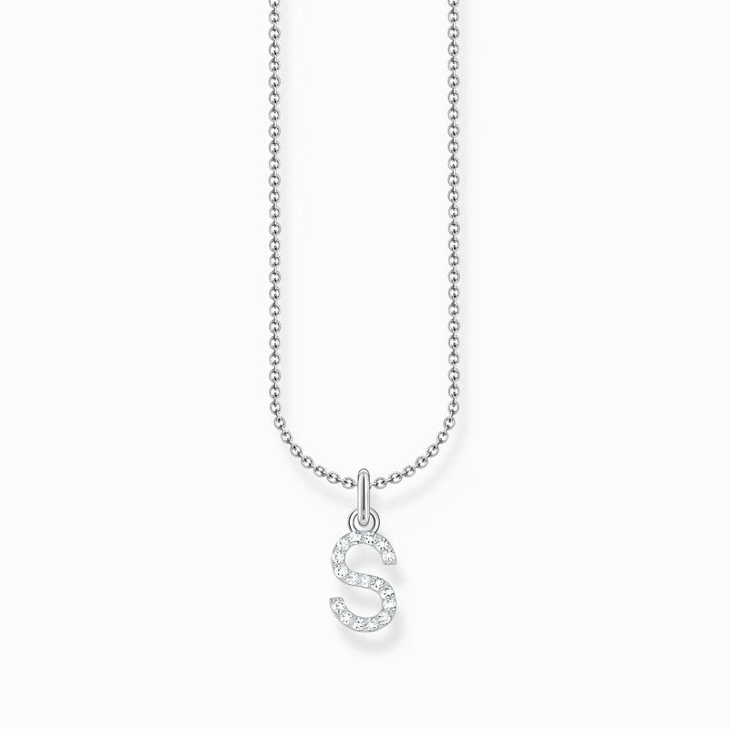 Thomas Sabo Silver Necklace with Letter S & White Stones
