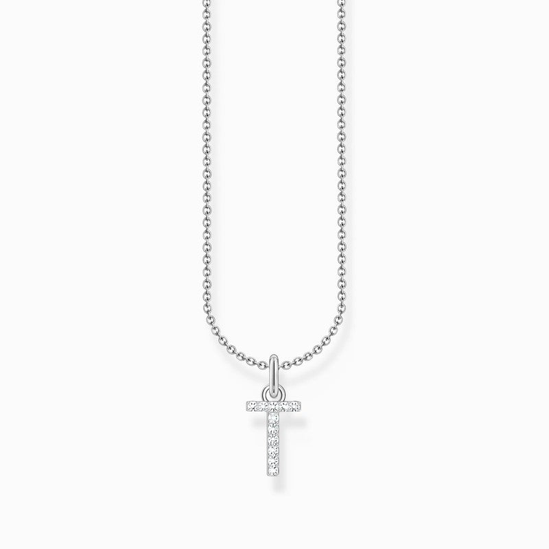Thomas Sabo Silver Necklace with Letter T & White Stones