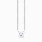 Thomas Sabo Silver Necklace with Square Pedant and White Zirconia