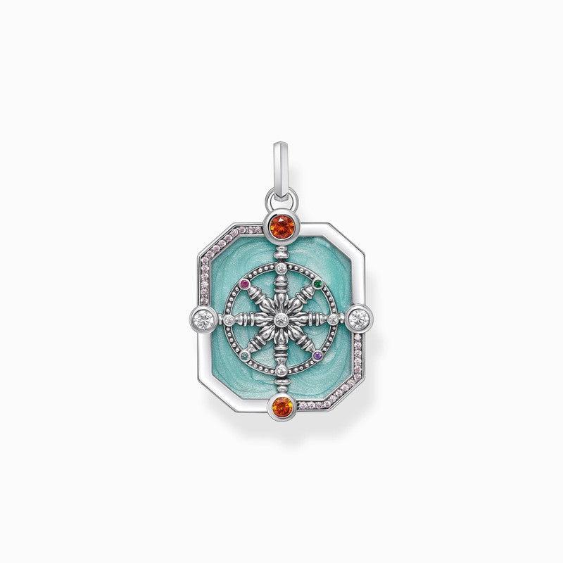 Thomas Sabo Silver Octagon-shaped Pendant with Cold Enamel and Stones
