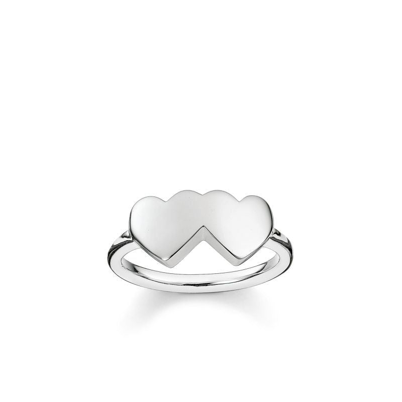 Thomas Sabo Silver Plain Double Heart Ring