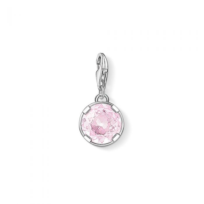 Thomas Sabo Silver Round Pink Synthetic Corundum Charm