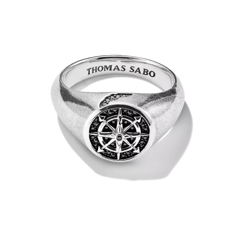 Thomas Sabo Silver Signet Ring Compass Rebel Icons