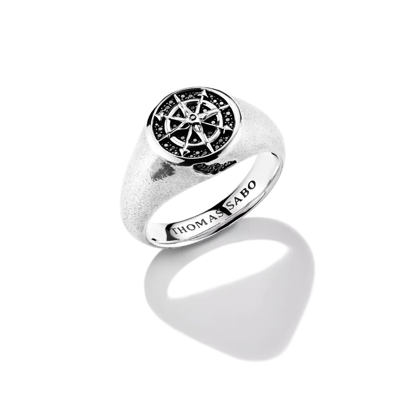 Thomas Sabo Silver Signet Ring Compass Rebel Icons