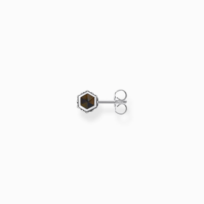 Thomas Sabo Silver Single Ear Stud with Gold Blue Tiger's Eye Pendant