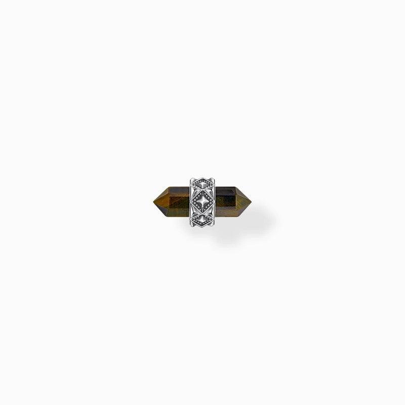 Thomas Sabo Silver Single Ear Stud with Gold Blue Tiger's Eye Pendant
