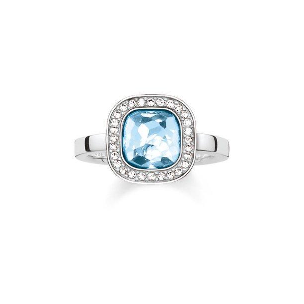 Thomas Sabo Silver Square Blue Cubic Zirconia Ring