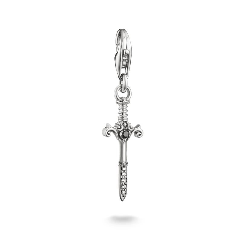 Thomas Sabo Silver Sword Charm Pendant with Zirconia