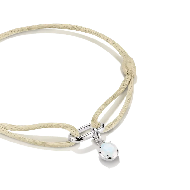 Thomas Sabo Silver Textile Bracelet Beige Connect