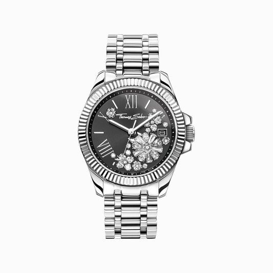 Thomas Sabo Silver Women's Watch Black Dial and White Flowers