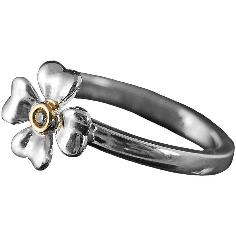 Thomas Sabo Silver and Yellow Gold Diamond Clover Ring