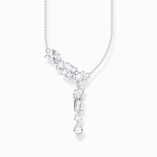 Thomas Sabo Silver necklace in Y-shape with Eight White Zirconia Stones