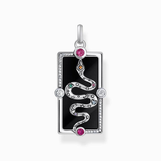 Thomas Sabo Silver pendant with a Snake, Black cold Enamel and Various Stones