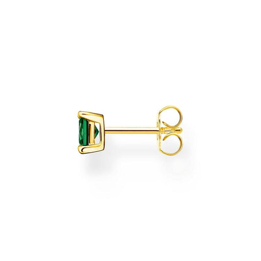 Thomas Sabo Single Ear Stud With Green Stone Gold