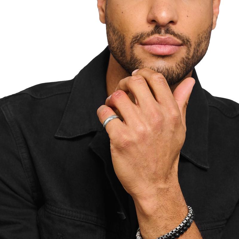 Thomas Sabo Sleek Blackened Line Recycled Sterling Silver Band Ring