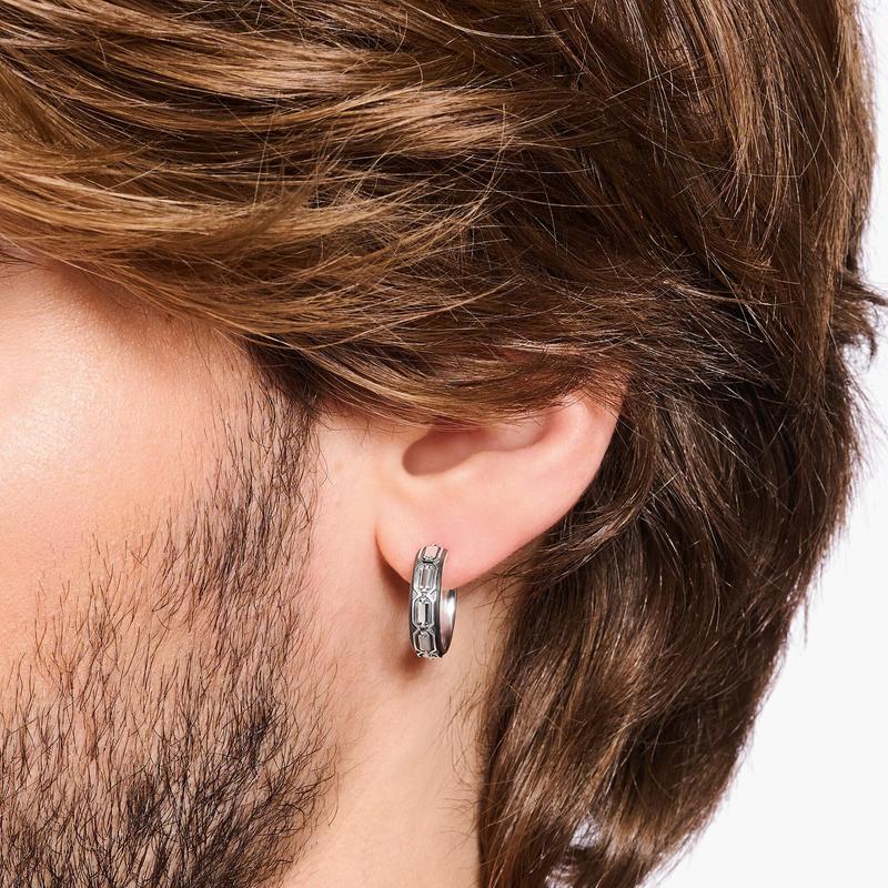 Thomas Sabo Striking Blackened Silver Hoop Earrings