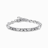 Thomas Sabo Thomas Silver Blackened Bracelet with Pattern & Stones