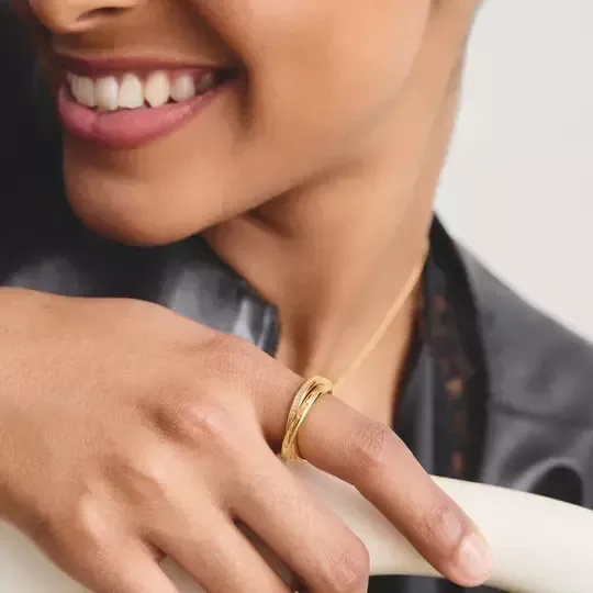 Thomas Sabo Together 18k Gold Plated Double Ring with White Zirconia