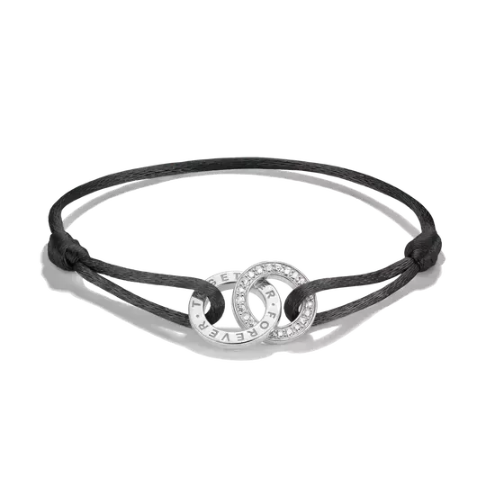 Thomas Sabo Together Black Textile Bracelet with White Zirconia