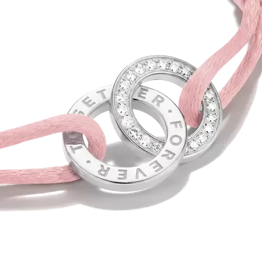 Thomas Sabo Together Pink Textile Bracelet Recycled Swith White Zirconia