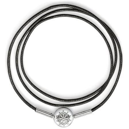 Thomas Sabo karma wheel charm on waxed cotton bracelet