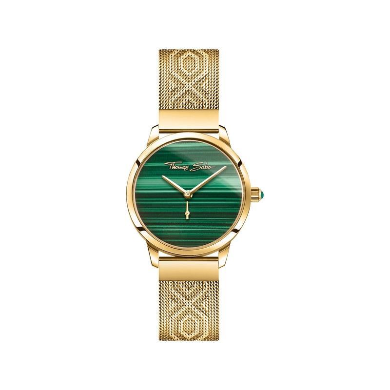 Thomas Sabo womenâ€™s watch Garden Spirit malachite gold