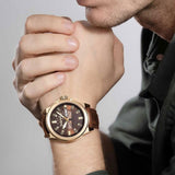 Timberland Canfield 3 Hands Date Brown Leather Strap