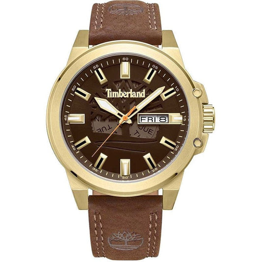 Timberland Canfield 3 Hands Date Brown Leather Strap