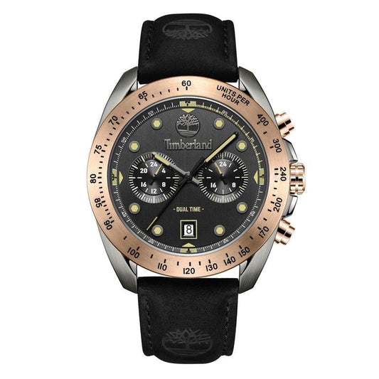Timberland Gents Carrigan Black Dial 3 Hands, Dual Time Watch