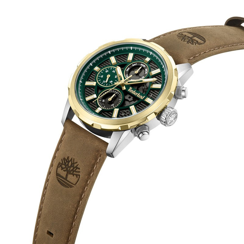 Timberland Hampton Harbour Multifunction Green Leather Strap Watch