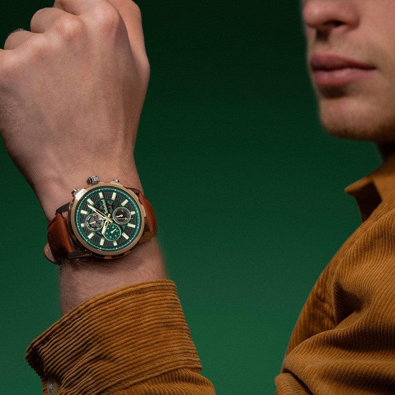 Timberland Hampton Harbour Multifunction Green Leather Strap Watch