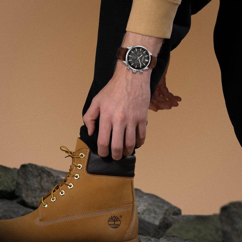 Timberland Henniker II Multifunction Brown Leather Strap Watch