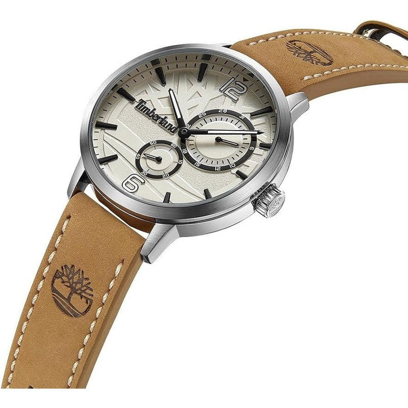 Timberland Multifunction Beige Leather Strap Watch