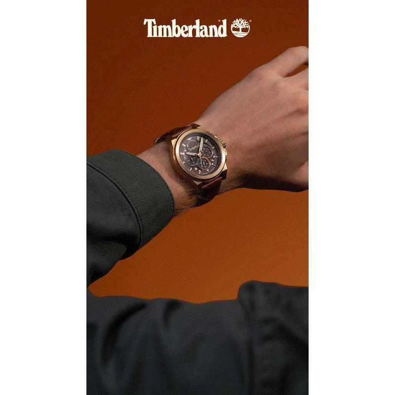 Timberland Multifunction Brown Leather Strap Watch