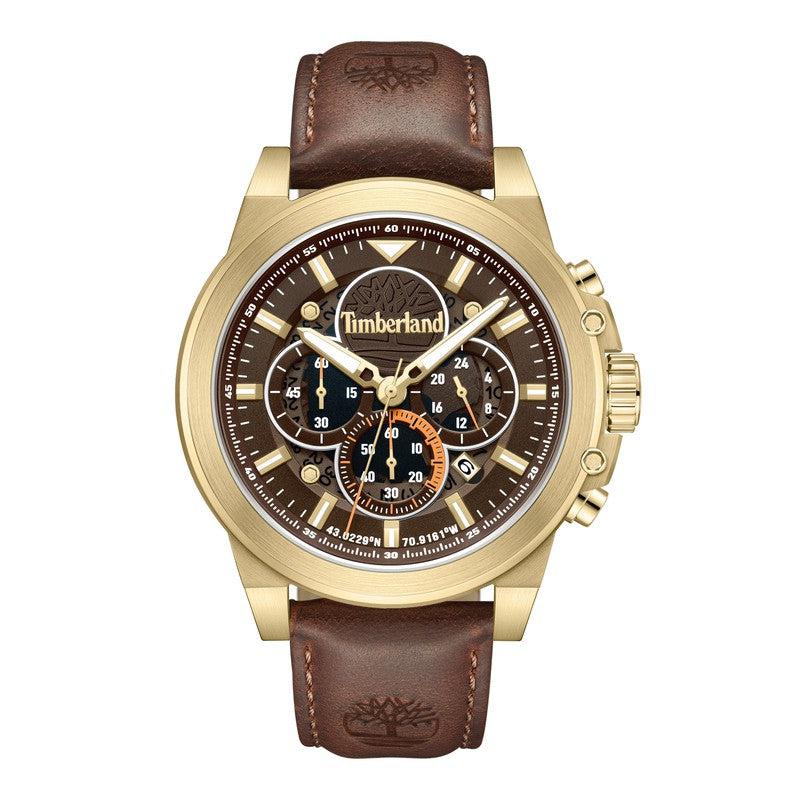 Timberland Multifunction Brown Leather Strap Watch