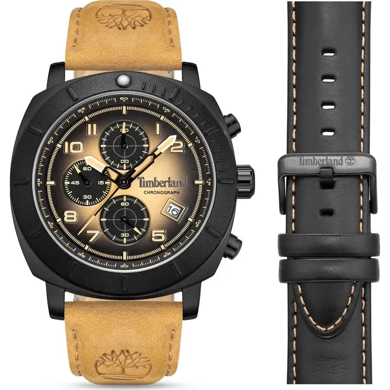 Timberland Pyppervile Black and Gold Dial Men's Watch