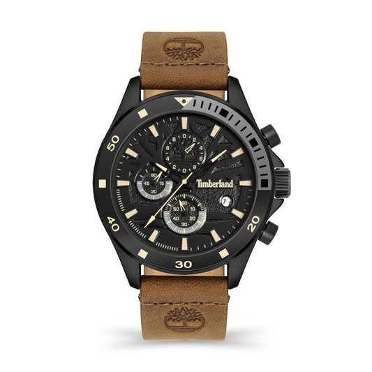 Timberland Wakeda Multifunction Brown Leather Strap Watch