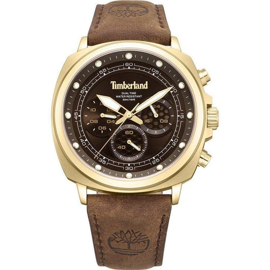 Timberland Williston Multifunction Gold Leather Strap Watch