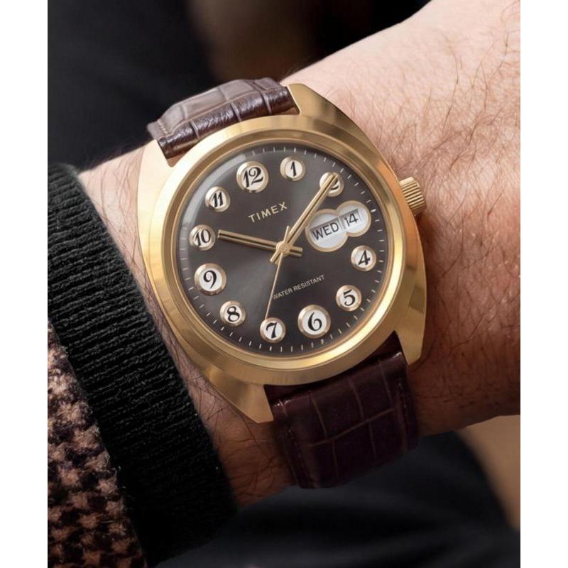 Timex 1976 Rotary Phone Dial Reissue Leather Strap Watch