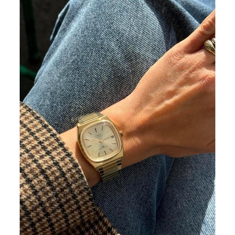 Timex Automatic 1983 E Line Reissue Gold-Tone Expansion Band Watch
