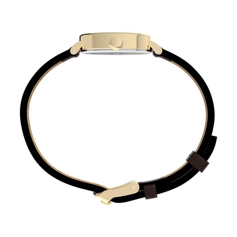 Timex Cavatina Leather Strap Watch White Gold-Tone Brown