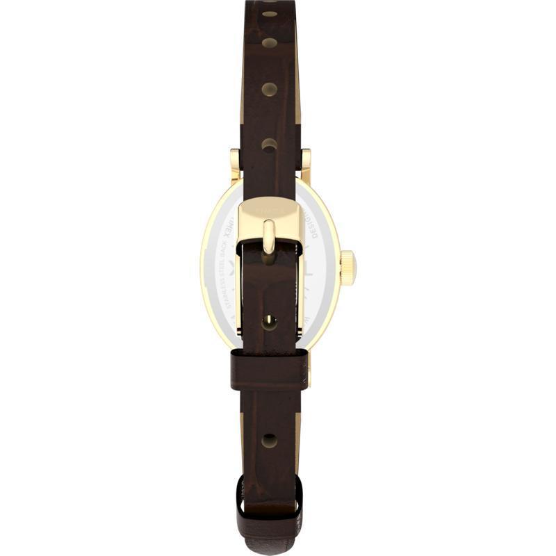 Timex Cavatina Leather Strap Watch White Gold-Tone Brown