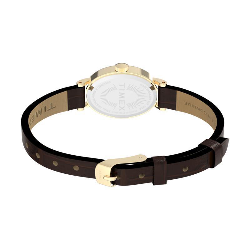 Timex Cavatina Leather Strap Watch White Gold-Tone Brown