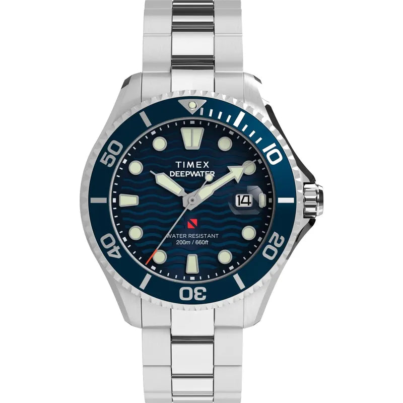 Timex Deepwater Meridian Quartz Blue Dial Steel Strap Men's Watch