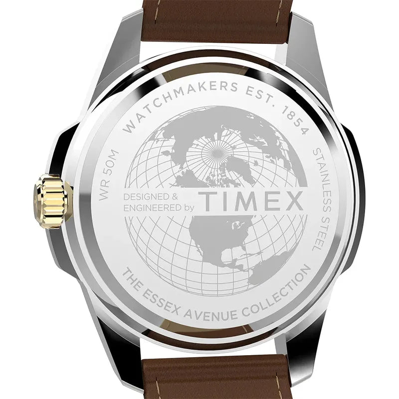 Timex Essex Avenue Day-Date Leather Strap Classic Watch