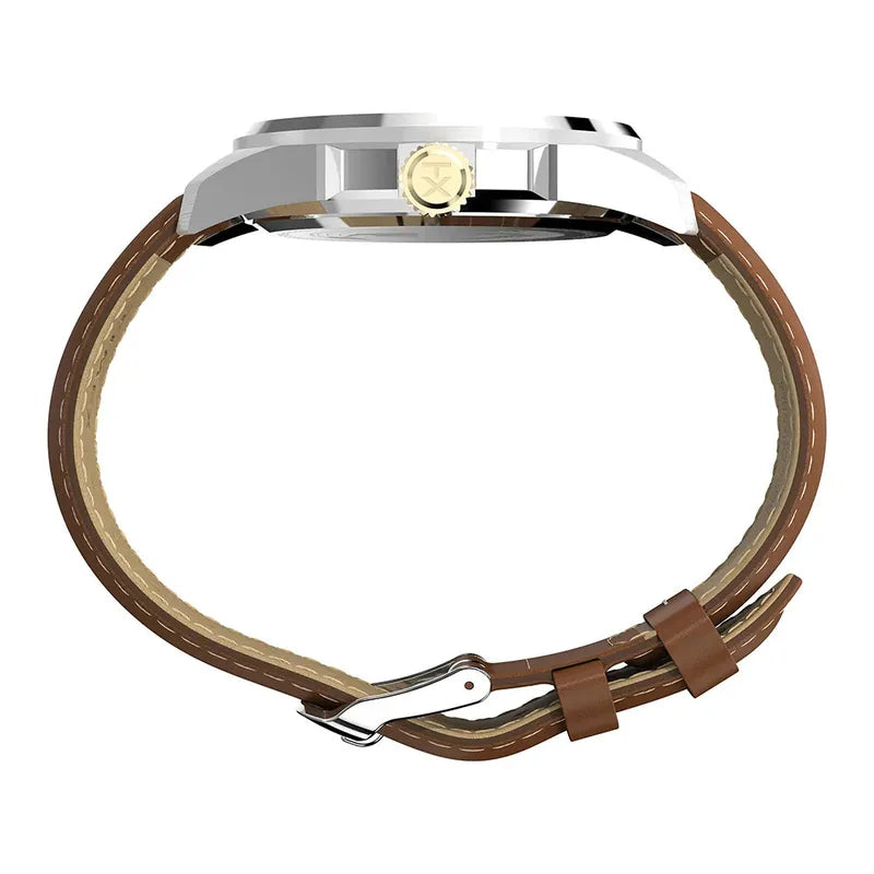 Timex Essex Avenue Day-Date Leather Strap Classic Watch