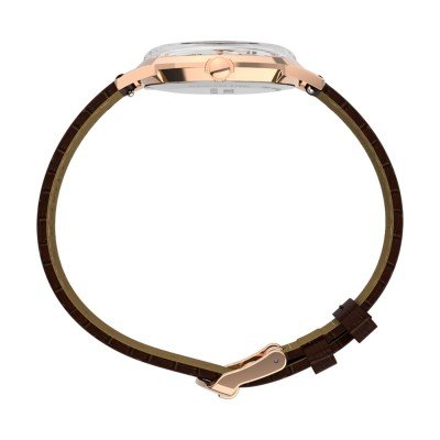 Timex Marlin 34mm Small Quartz Watch Vintage-Inspired Design Rose Gold Silver Dial