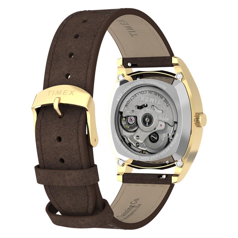 Timex Marlin Chatham Automatic Leather Strap Watch Black Dial